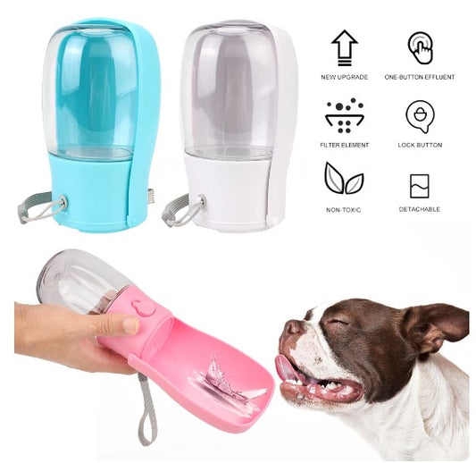 Hunde / Katzen Trinkflasche 280ml für unterwegs mit Aktivkohlefilter Anti Bakteriell